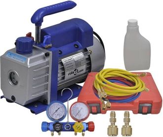 vidaXL Pompa di Aspirazione a Singolo Stadio con Manometro a 4 Vie - Vidaxl