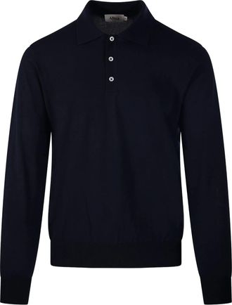 Altea Black Polo Long-Sleeve Tailored Cotton Polo