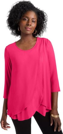 Jessica London Double-Layer High-Low Tunic in Pink Burst at Nordstrom, Size 24