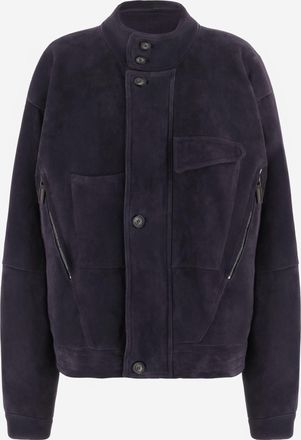 Giorgio Armani Giacca Giorgio Armani In Pelle Scamosciata Con Collo Alto E Bottoni