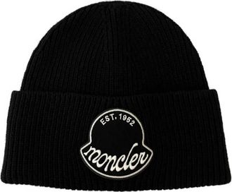 Moncler Zwarte Wol Wintermuts - Heren - Hoeden - Zwart - ONE Size - Wol - Accessoires