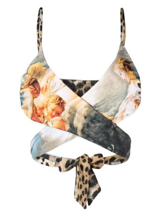 Roberto Cavalli graphic-print reversible bikini top - women - Polyamide/Spandex/Elastane - 40 - Blue