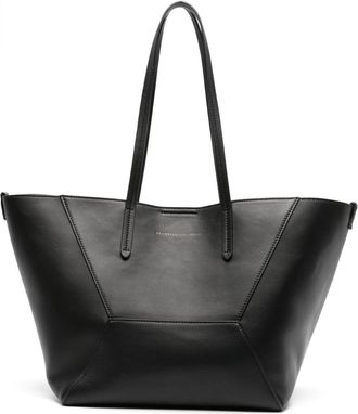 Brunello Cucinelli logo-debossed leather tote bag - women - Calf Leather - One Size - Black