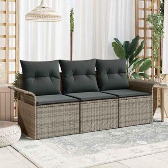 vidaXL Vidaxl - Conjunto De Sof&aacute; De Jard&iacute;n Con Coj&iacute;n 3 Pcs Gris 196 X 62 X 85cm