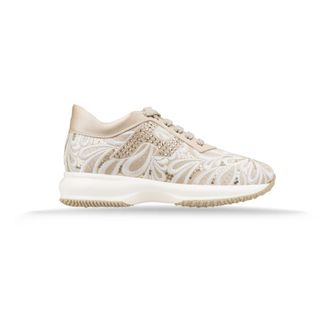 Hogan Sneakers, female, Beige, 5 UK, Sequined Fabric Lace-Up Womens Trainers