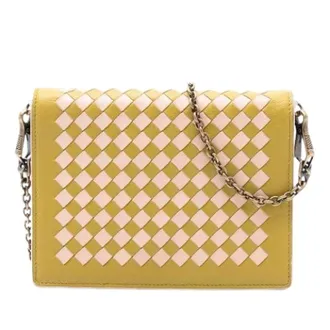 Bottega Veneta Pre-owned Cross Body Bags, female, Yellow, Size: ONE SIZE Pre-owned Leather Crossbody Bag