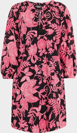 Johnny Was Tasseled Floral-Print Mini Shift Dress