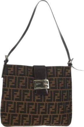 Fendi Pre-owned Shoulder Bags, female, Brown, Size: ONE SIZE Pre-owned Vintage Canvas Bag