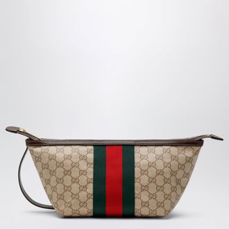 Gucci Beige GG Supreme fabric toiletries bag