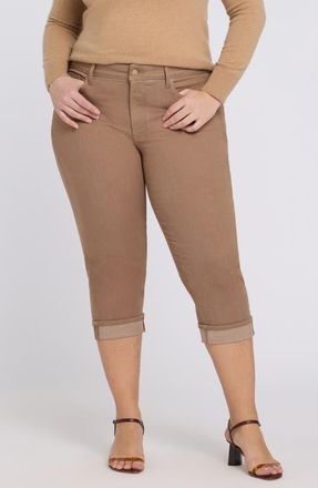 NYDJ Marilyn Cool Embrace Cuff Crop Straight Leg Jeans in Toasted Coconut at Nordstrom, Size 24W