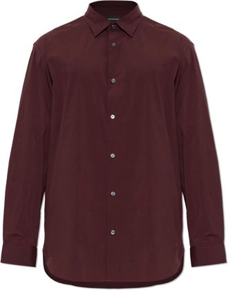 Emporio Armani Klassiek Overhemd - Heren - Zakelijke Overhemden - Rood - L - Satijn - Overhemden