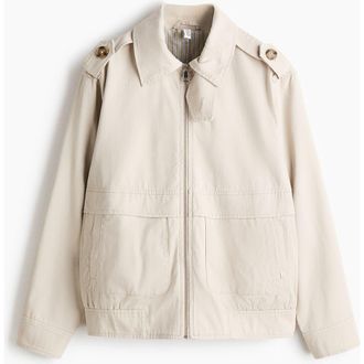 H&M Collared Twill Jacket in Light Beige at Nordstrom, Size Xx-Large