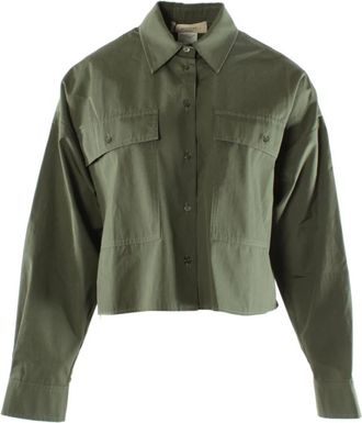 Max Mara Carter Blouse - Dames - Overhemden - Groen - M - Katoen - Overhemden