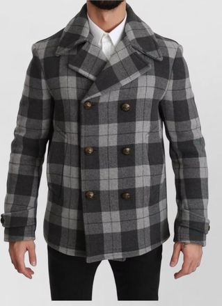 Dolce & Gabbana checked wool double-breasted peacoat