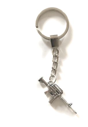Generic KEYRING - Antique Silver Plated. Large 30mm Wide Split Ring. Key Ring. Rifle