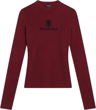 Balenciaga Tops, Dames, Rood, L, BB Monogram Knit Top