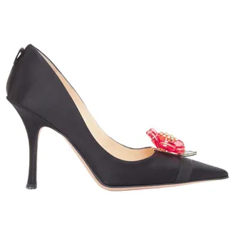 Jimmy Choo London Entice satin red flower brooch pumps