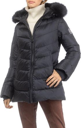 Gorski Apres-Ski Mid Jacket With Detachable Genuine Shearling Hood Trim in Black/black at Nordstrom, Size X-Small
