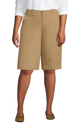 Lands End Plus Size Elastic Back Classic 12 Chino Oxford Stripe Shorts in Desert Tan at Nordstrom, Size 22W