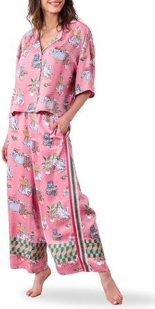 Printfresh Cosmic Satin Pajamas in Pink Polish at Nordstrom, Size X-Small