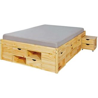 Dmora Dmora - Letto matrimoniale Dboquet, Sommier per camera da letto, Giroletto per stanza, Struttura porta materasso, 167x209 h48 cm, Marrone