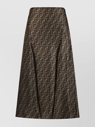 Fendi silk high-rise ff-print midi a-line skirt