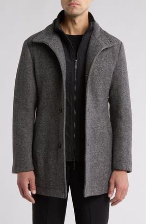 English Laundry Wool Blend Coat with Quilted Bib in Grey at Nordstrom Rack, Size 42Regular