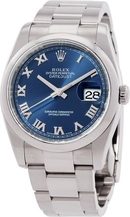 Rolex Pre-owned Pre-owned Rolex Datejust 36 Automatic Chronometer Blue Dial Mens Watch 116200BLRO