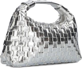 N&uacute;noo Tassen, Dames, Grijs, ONE Size, Gevlochten Dandy Schoudertas Zilver