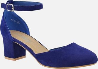 XY London Womens XY London Womens/Ladies Billie-May Chunky Strappy Mid Block Heel Court Shoes - Navy - Size: 4