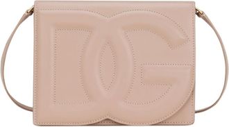 Dolce & Gabbana Beige Beige DG Logo Leather Crossbody Bag
