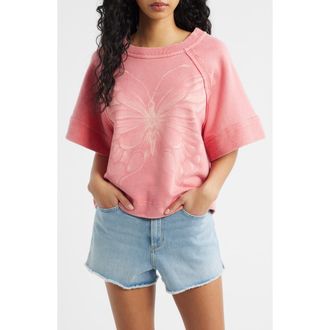 Free People Dahlia Butterfly Graphic Print Top in Vintage Rosey Combo at Nordstrom, Size X-Small