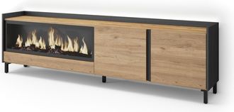 Skraut Home Skraut Home - Mueble Tv, Televisi&oacute;n, Muebles De Sal&oacute;n, Almacenaje, 212x35x61cm, Para Tv Hasta 80, Chimenea El&eacute;ctrica Xxl, Dise&ntilde;o Industrial, Led, Esti