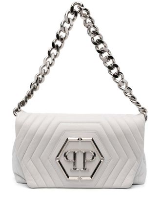 Philipp Plein Hexagon logo-plaque quilted shoulder bag - women - Nappa Leather - OS - White
