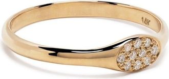 Zoë Chicco 14kt yellow gold diamond signet ring - women - 14kt Yellow Gold/Diamond - 5