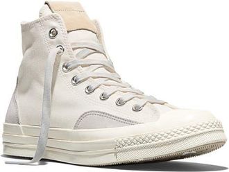 Converse Chuck 70 Canvas & Suede High Top Sneaker in Vintage White/Egret/Papyrus at Nordstrom, Size 10.5