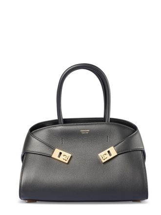 Ferragamo Structured Leather Handbag with Gold-tone Hardware