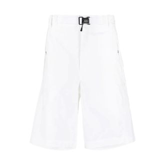 C.P. Company C.p. Company, Korte Broeken, Heren, Wit, XL, Katoen, Logo-Print Shorts met Riem in de Taille
