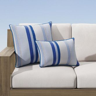 Frontgate Solita Stripe Indoor/Outdoor Pillow - Cobalt, 20 x 20 Square Cobalt - Frontgate
