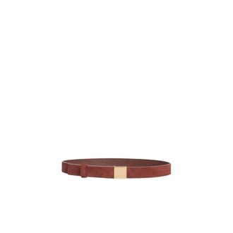 Alberta Ferretti Suede Belt with Gold Buckle - female - Alberta Ferretti - Belts - Brown - XS - Accessories