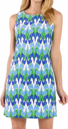 Jude Connally Beth Shift Dress In Paradise Ikat Cobalt