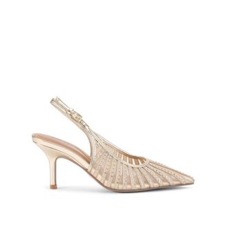 Kurt Geiger Womens Suzie Heels - Gold Fabric - Size UK 3