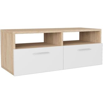 vidaXL Vidaxl - Mobile Porta tv in Legno Multistrato 95x35x36cm Rovere e Bianco