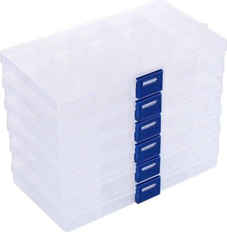 OEM Caja De Almacenamiento Transparente 6 Piezas, Caja Clasificadora Pl&aacute;stico Ajustable Tapa, Caja Surtido Ajustable Divisores Frontales Extra&iacute;bles