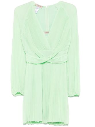 Twin-Set pleated mini dress - women - Polyester/Polyester - 40 - Green