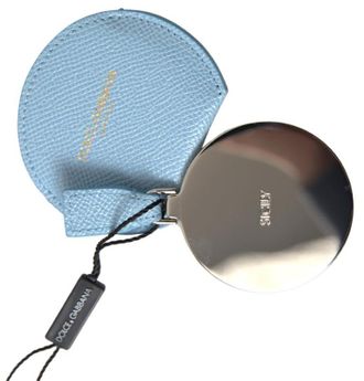 Dolce & Gabbana Womens Light Blue Calfskin Leather Mirror Holder Accessory