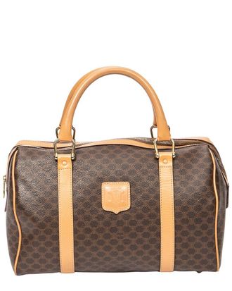 Celine Brown & Beige Macadam Coated Canvas Small Boston Bag (Authentic Pre- Loved)