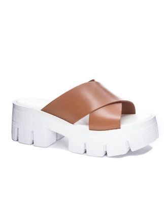 Chinese Laundry Womens Crossed Chunky Lock Down Sandal In Natural