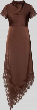 Vero Moda A-Linie Abendkleid aus Satin Modell RITA in Dunkelbraun, Gr&ouml;&szlig;e XL