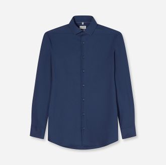 Olymp Businesshemd OLYMP Level Five body fit, Herren, Gr. 37, N-Gr, blau (marine), Web, Obermaterial: 64% Baumwolle, 27% Polyester, 9% Elasthan, Hemden Busi